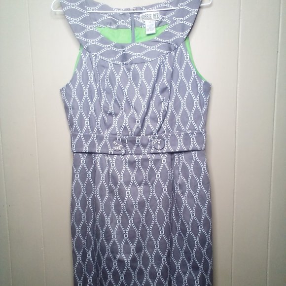 Robbie Bee Dress 6 Sleeveless Patterned Gray White - Picture 1 of 15